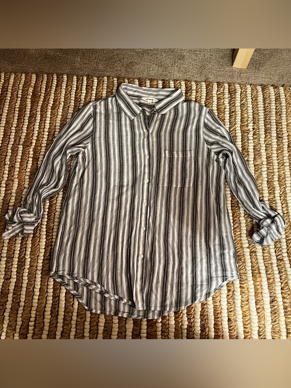 Lucky brand Striped Button-Up Shirt in Black & White